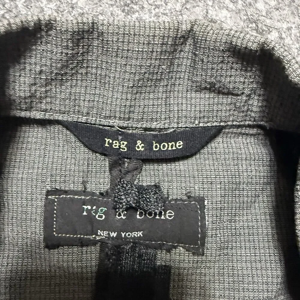 Rag & Bone Men 42R Gray Micro Check Cotton Linen Blazer Sport Coat Jacket